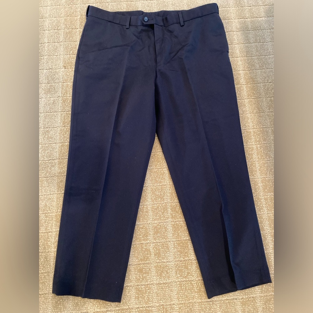 NWT 40x29 Perry Ellis Portfolio No Iron navy pants comfort waistband sz 40x29